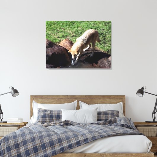 Gray Wolf Leinwand (Insitu (Schlafzimmer))