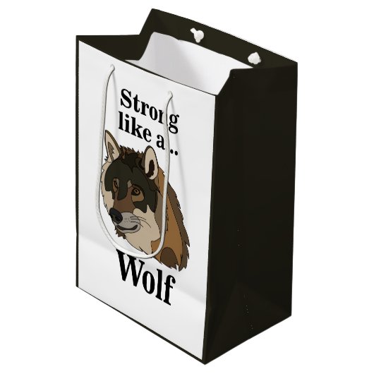 Gray Wolf Mittlere Geschenktüte (Vorderseite Schrägansicht)