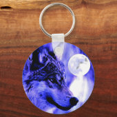 Gray Wolf & Moon Schlüsselanhänger (Vorderseite)