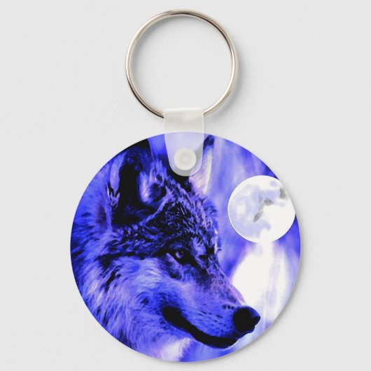 Gray Wolf & Moon Schlüsselanhänger (Vorderseite)