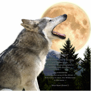 GRAY WOLF & MOON (skulptiert) Wildlife Magnet Fotoskulptur Magnet