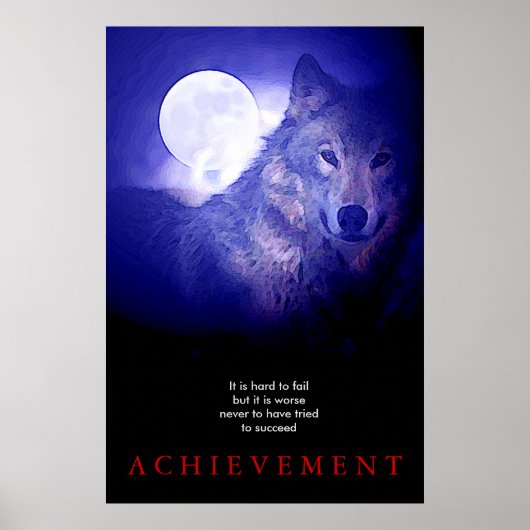 Gray Wolf Motivierend Einzigartig Blaue Nacht Full Poster (Vorne)