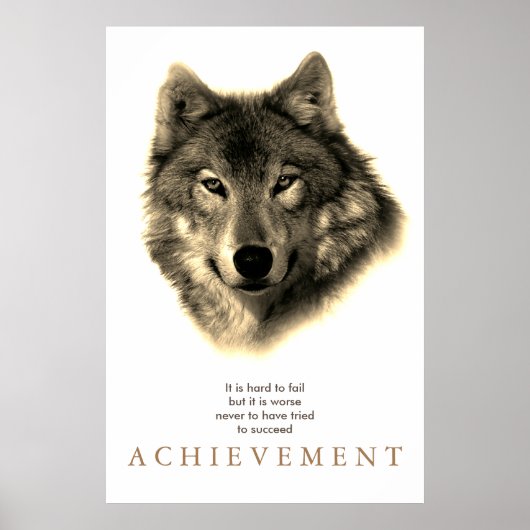 Gray Wolf Motivierend Einziges Vintages Sepia Poster (Vorne)