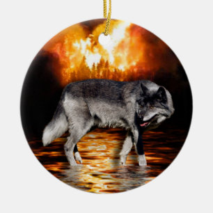 Gray Wolf Ornament