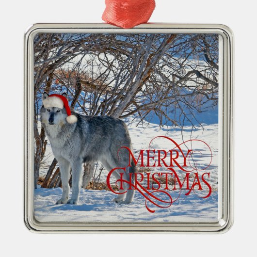 Gray Wolf Ornament Aus Metall (Vorne)