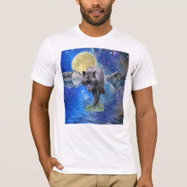 GRAY WOLF & OUTER SPACE Fantasy Wildlife T-Shirt
