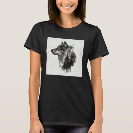 Gray Wolf Paint Splatter Warrior Wild Animal Uniqu T-Shirt (Vorderseite)