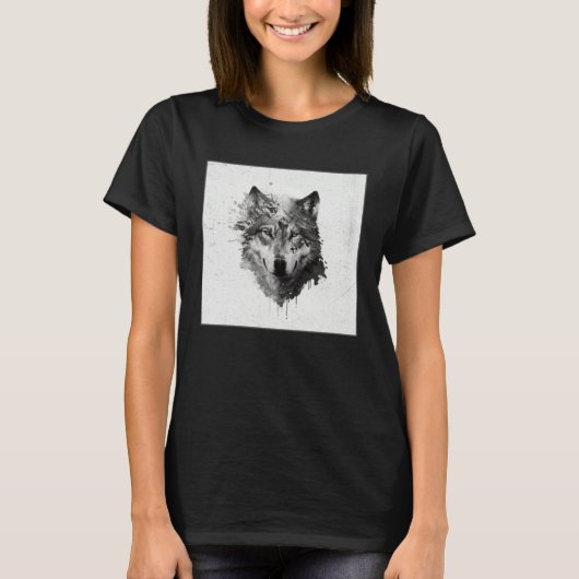 Gray Wolf Paint Splatter Warrior Wild Animal Uniqu T-Shirt (Vorderseite)