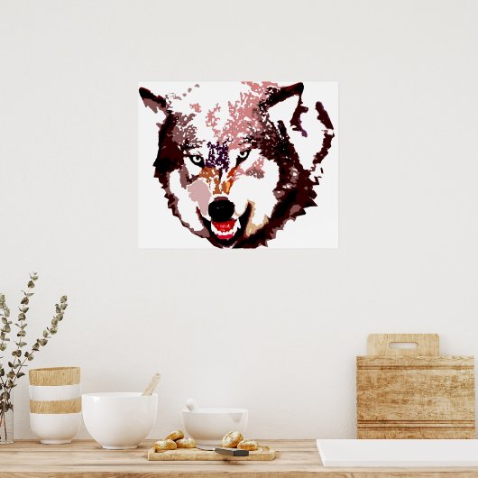Gray Wolf Pop Art Poster - Wilde Tiere (Küche)