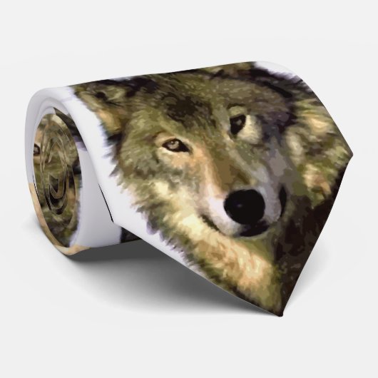 Gray Wolf Portrait Krawatte (Gerollt)
