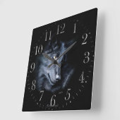 Gray Wolf Portrait Wildlife-Supporter Art Clock Quadratische Wanduhr (Winkel)