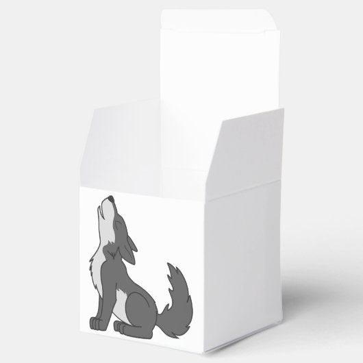 Gray Wolf Pup Howling Geschenkschachtel (Geöffnet)