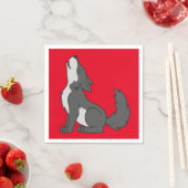 Gray Wolf Pup Howling Serviette (Beispiel)