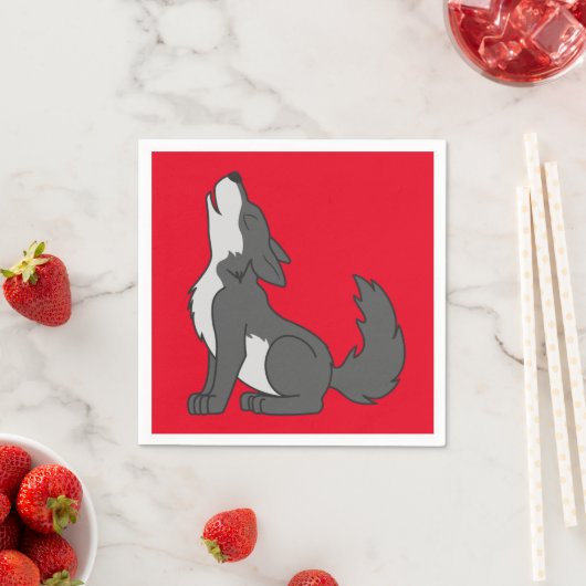 Gray Wolf Pup Howling Serviette (Beispiel)