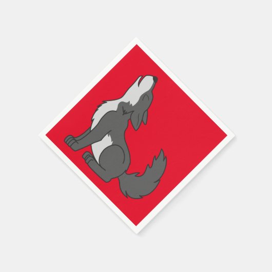 Gray Wolf Pup Howling Serviette (Ecke)