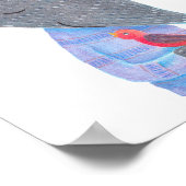 Gray Wolf Red Bird Woodland Illustration Poster (Ecke)