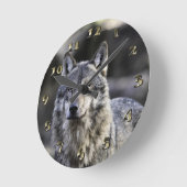 Gray Wolf Runde Wanduhr (Winkel)