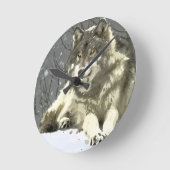 Gray Wolf Runde Wanduhr (Winkel)