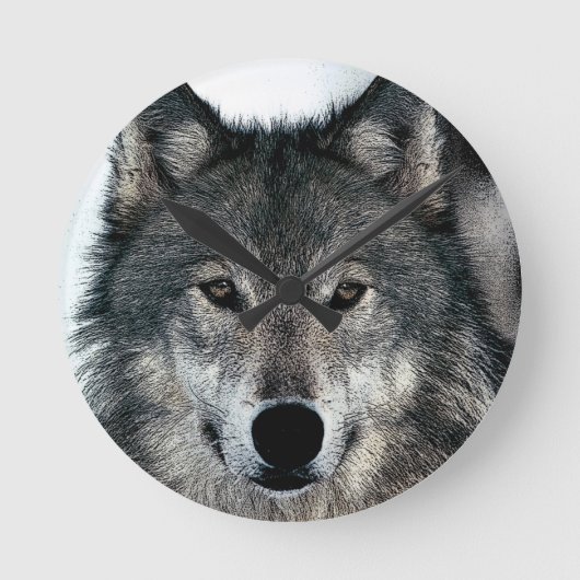Gray Wolf Runde Wanduhr (Vorderseite)