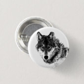 Gray Wolf Sketch Artwork Button (Vorne & Hinten)