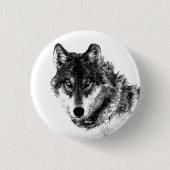 Gray Wolf Sketch Artwork Button (Vorderseite)