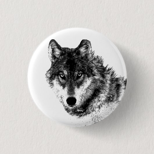Gray Wolf Sketch Artwork Button (Vorderseite)