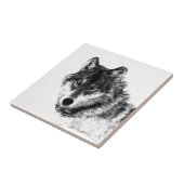 Gray Wolf Sketch Artwork Fliese (Seite)