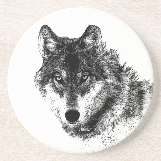 Gray Wolf Sketch Artwork Getränkeuntersetzer (Vorne)