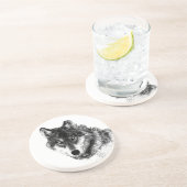 Gray Wolf Sketch Artwork Getränkeuntersetzer (Seite)