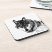 Gray Wolf Sketch Artwork Getränkeuntersetzer (Linke Seite)
