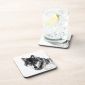 Gray Wolf Sketch Artwork Getränkeuntersetzer (Rechte Seite)