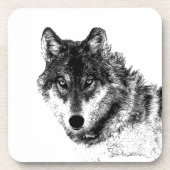 Gray Wolf Sketch Artwork Getränkeuntersetzer (Vorderseite)