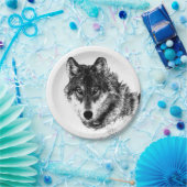 Gray Wolf Sketch Artwork Pappteller (Party)