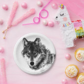 Gray Wolf Sketch Artwork Pappteller (Party)