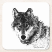 Gray Wolf Sketch Artwork Rechteckiger Pappuntersetzer (Vorderseite)