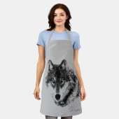 Gray Wolf Sketch Artwork Schürze (Getragen)