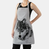 Gray Wolf Sketch Artwork Schürze (InSitu)