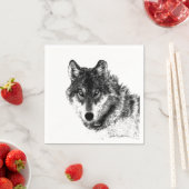 Gray Wolf Sketch Artwork Serviette (Beispiel)