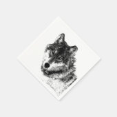 Gray Wolf Sketch Artwork Serviette (Ecke)