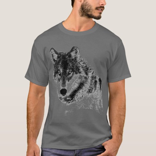 Gray Wolf Sketch Artwork T-Shirt (Vorderseite)