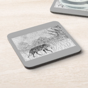 Gray Wolf Sketch Wilde Tiere Getränkeuntersetzer