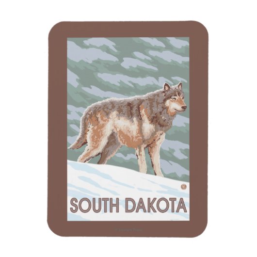 Gray Wolf StandingSouth Dakota Magnet (Vertikal)