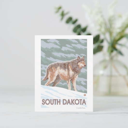 Gray Wolf StandingSouth Dakota Postkarte (Stehend Vorderseite)