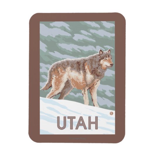 Gray Wolf StandingUtah Magnet (Vertikal)