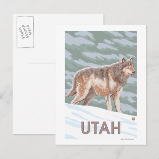 Gray Wolf StandingUtah Postkarte (Vorne/Hinten)