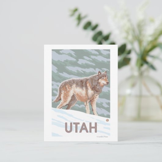 Gray Wolf StandingUtah Postkarte (Stehend Vorderseite)