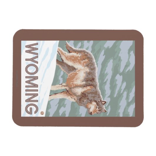 Gray Wolf StandingWyoming Magnet (Horizontal)