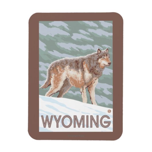 Gray Wolf StandingWyoming Magnet (Vertikal)