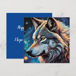 Gray Wolf Starry Night Portrait
