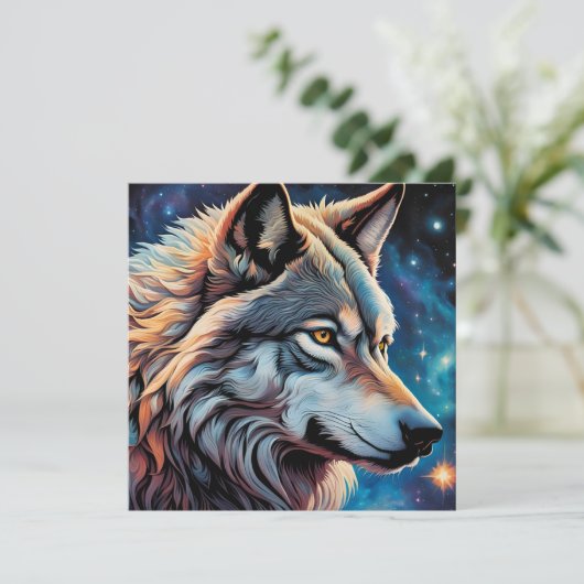 Gray Wolf Starry Night Portrait (Stehend Vorderseite)